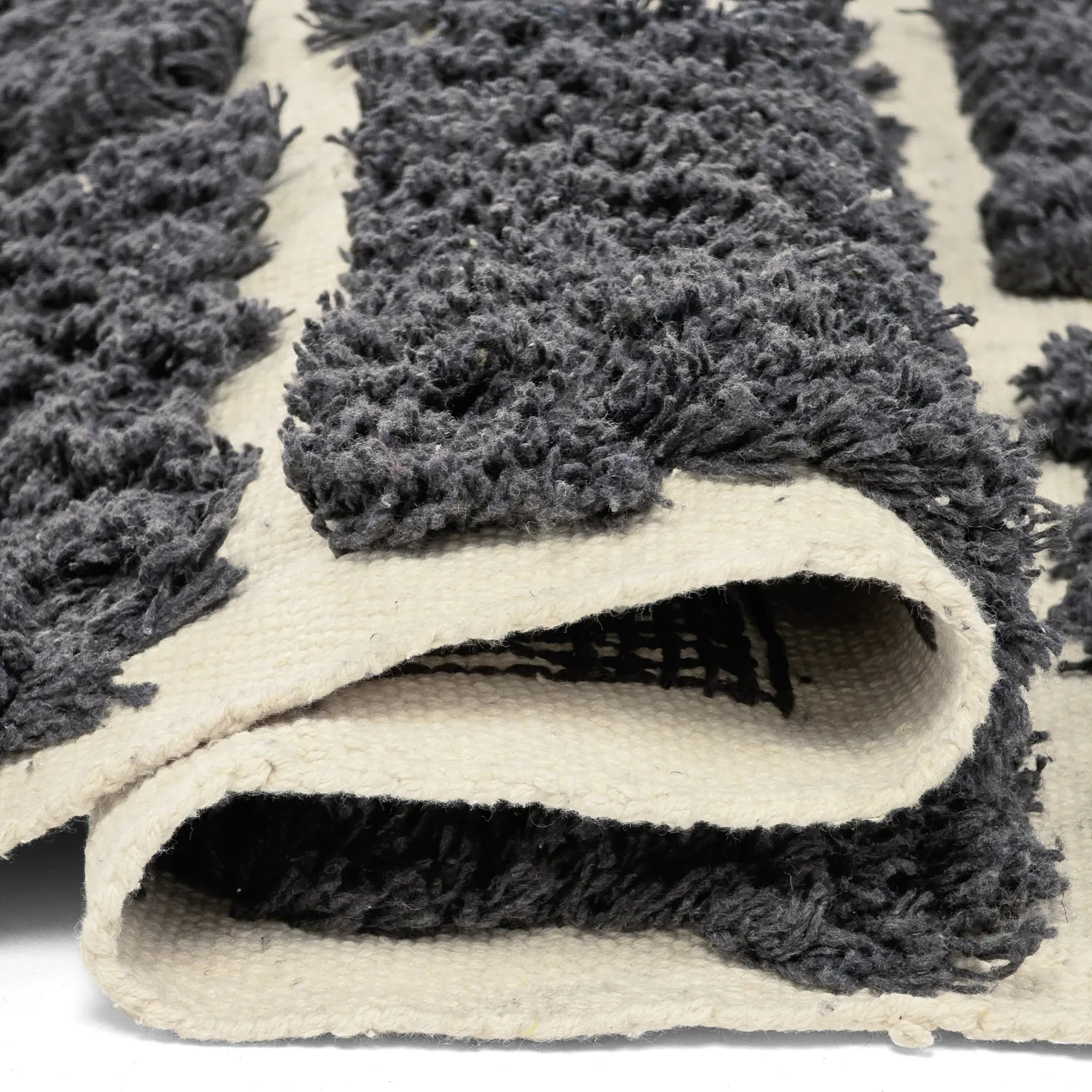 Hoogpolig vloerkleed - Zola Natural Cotton Shaggy (donkergrijs)