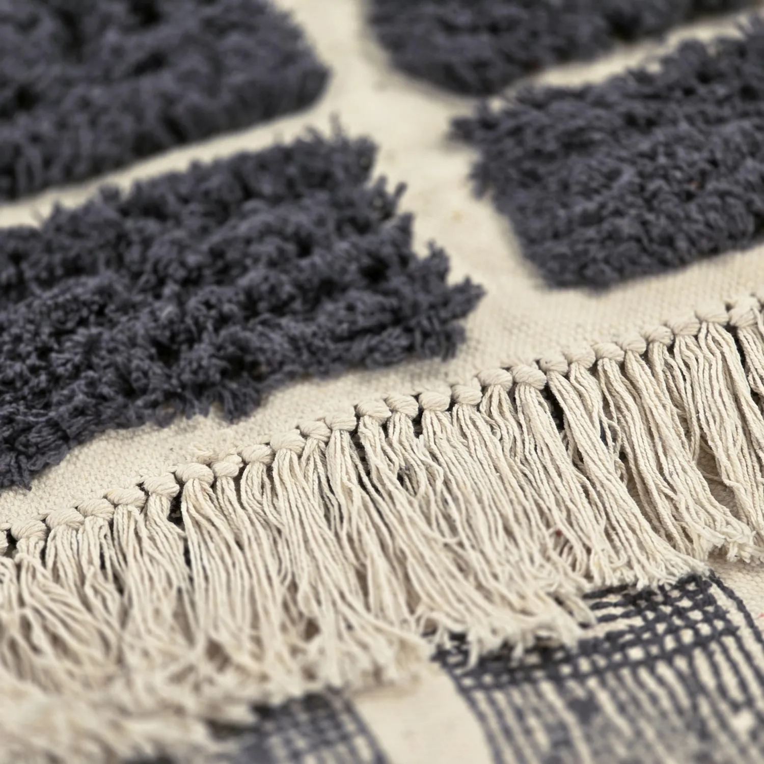 Hoogpolig vloerkleed - Zola Natural Cotton Shaggy (donkergrijs)