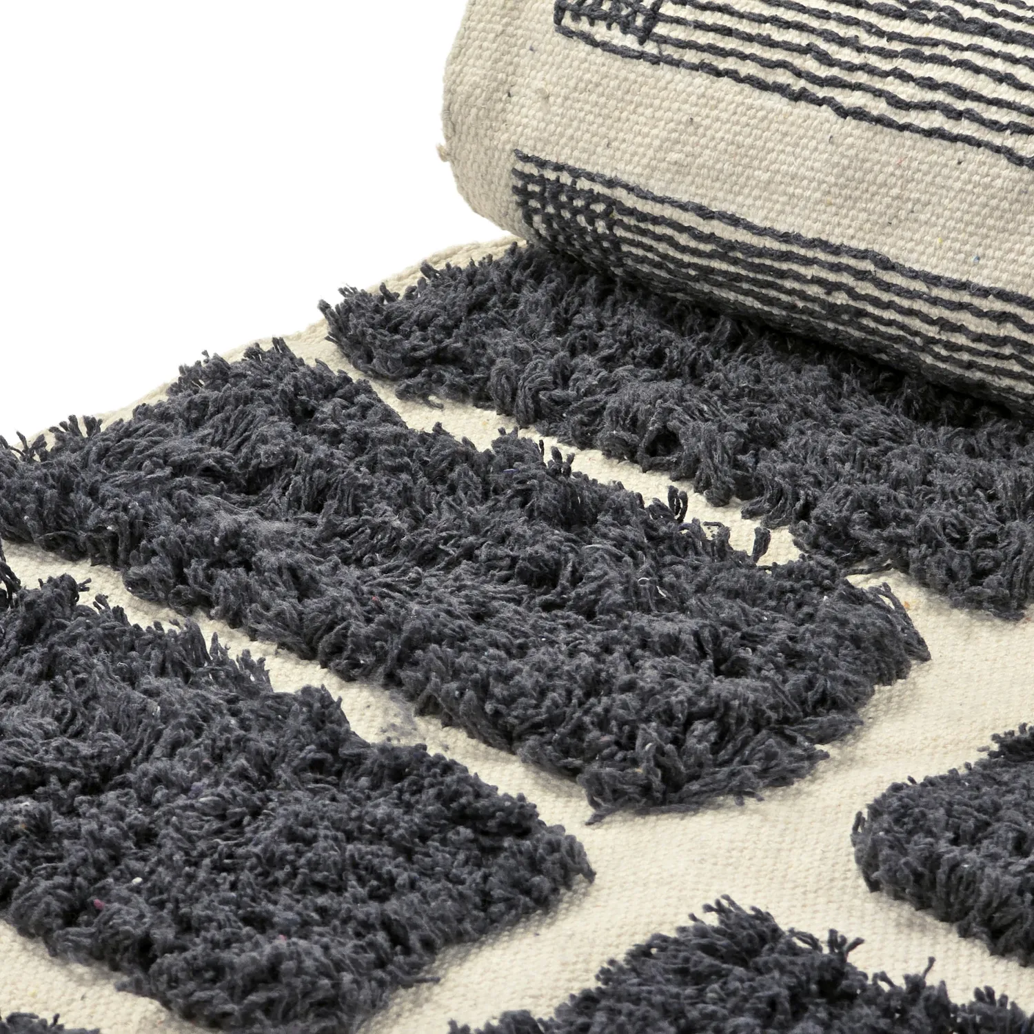 Hoogpolig vloerkleed - Zola Natural Cotton Shaggy (donkergrijs)