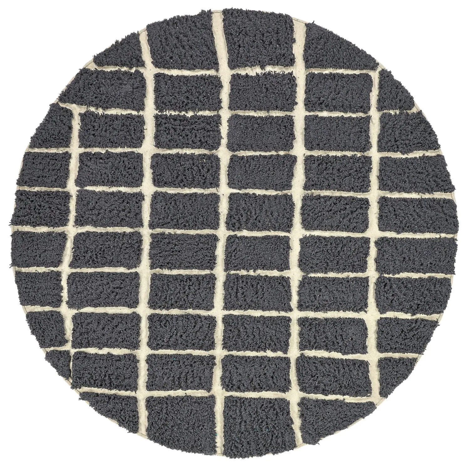 Rond vloerkleed - Zola Natural Cotton Shaggy (donkergrijs)