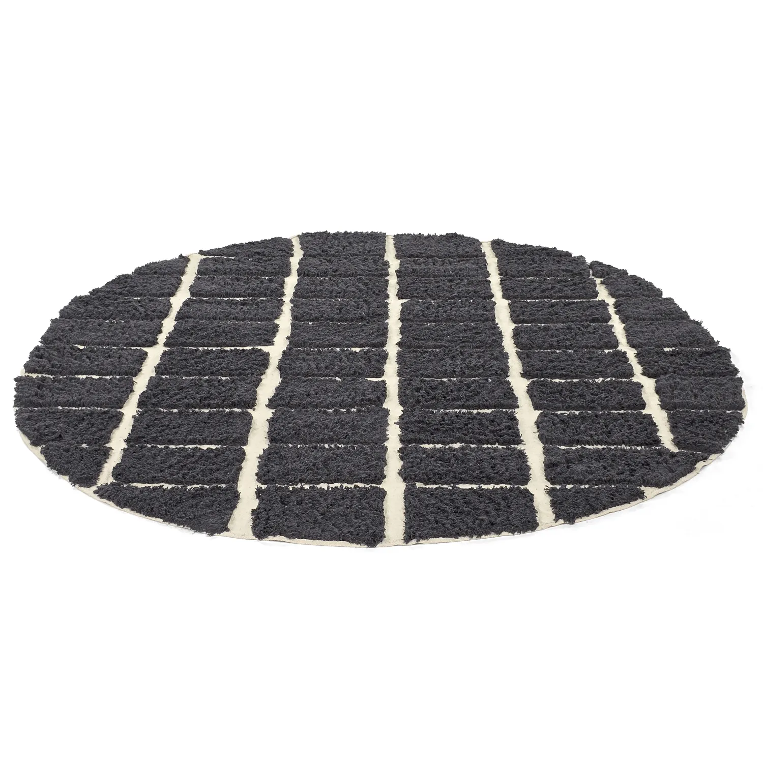 Rond vloerkleed - Zola Natural Cotton Shaggy (donkergrijs)