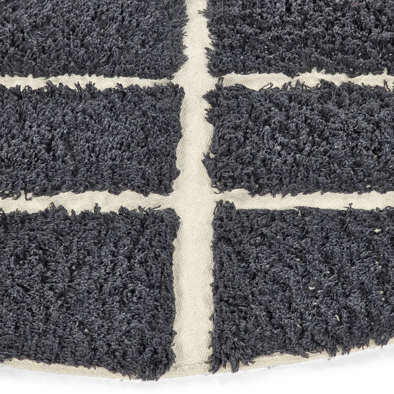 Rond vloerkleed - Zola Natural Cotton Shaggy (donkergrijs)