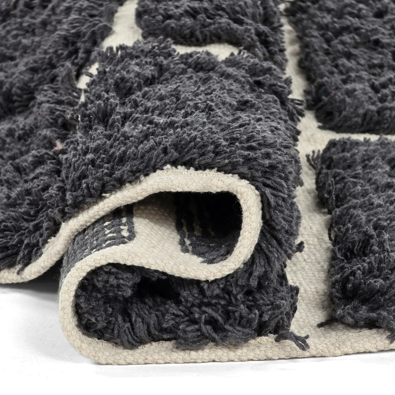 Rond vloerkleed - Zola Natural Cotton Shaggy (donkergrijs)