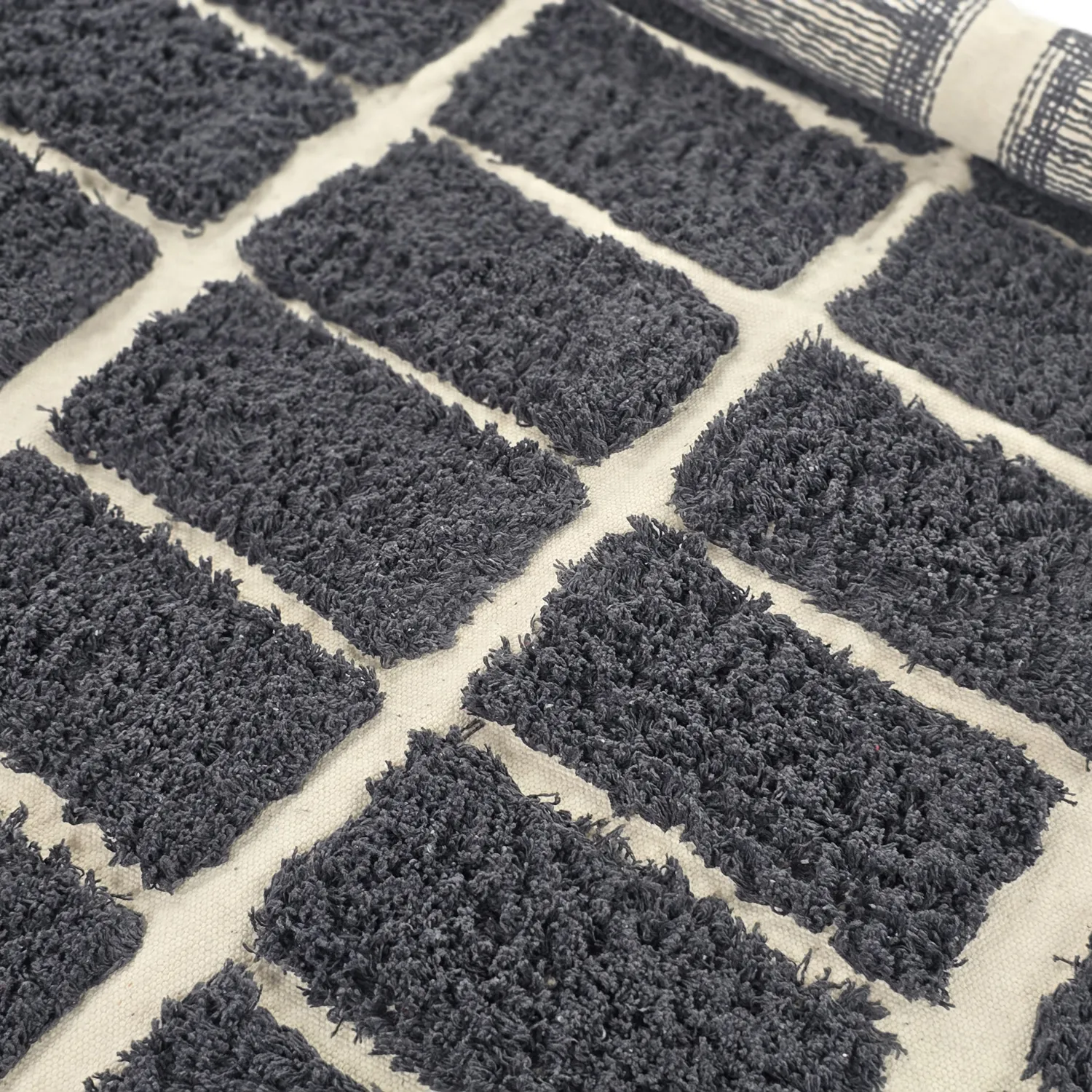 Rond vloerkleed - Zola Natural Cotton Shaggy (donkergrijs)