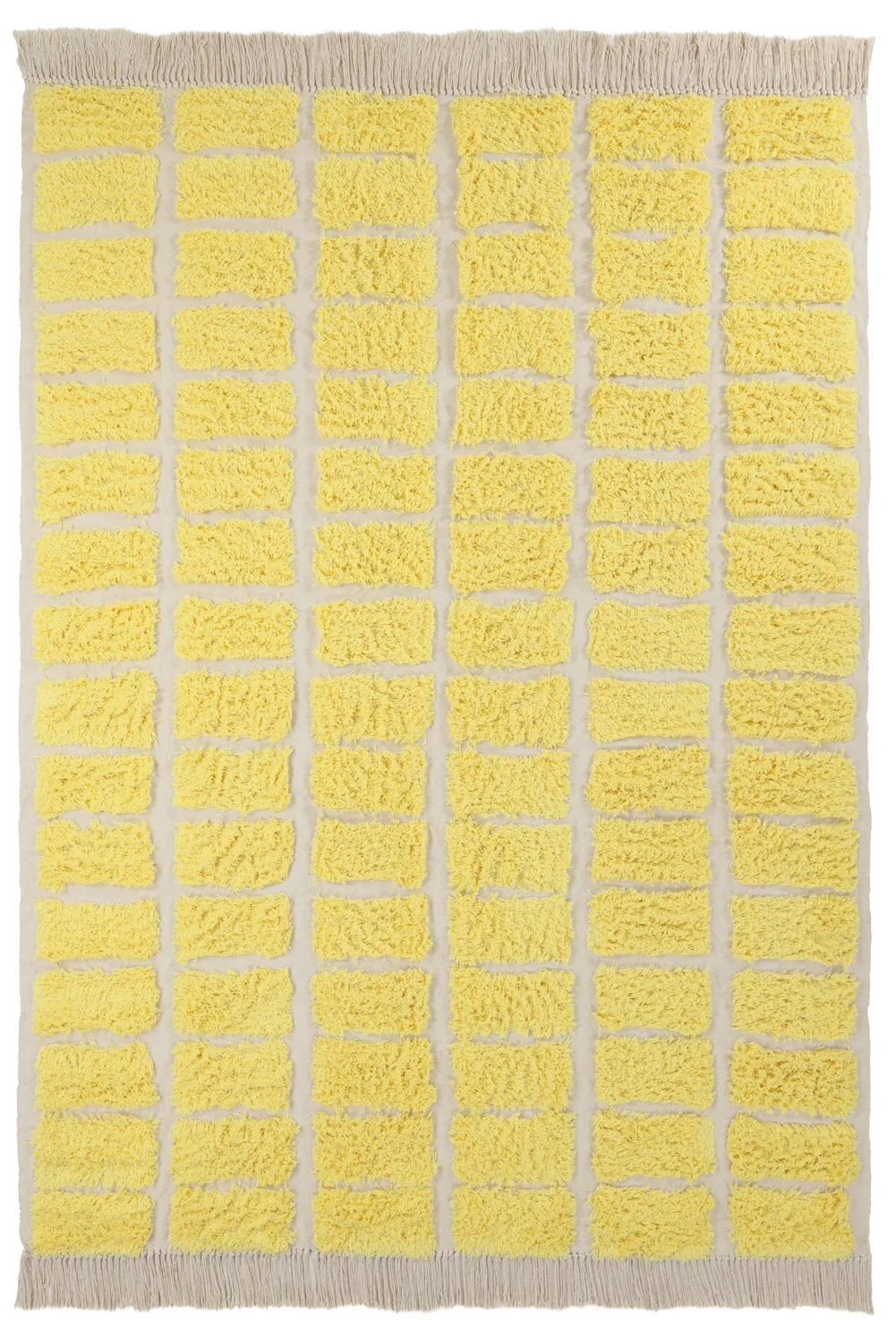 Hoogpolig vloerkleed - Zola Natural Cotton Shaggy (geel)
