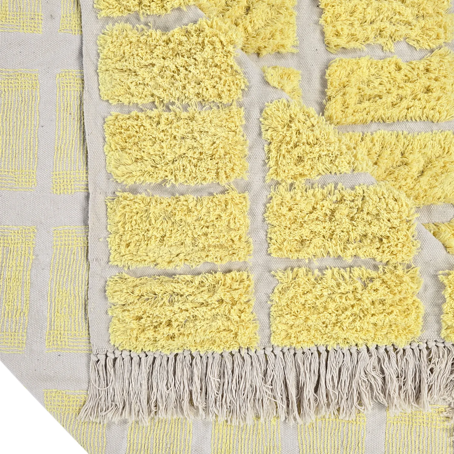 Hoogpolig vloerkleed - Zola Natural Cotton Shaggy (geel)