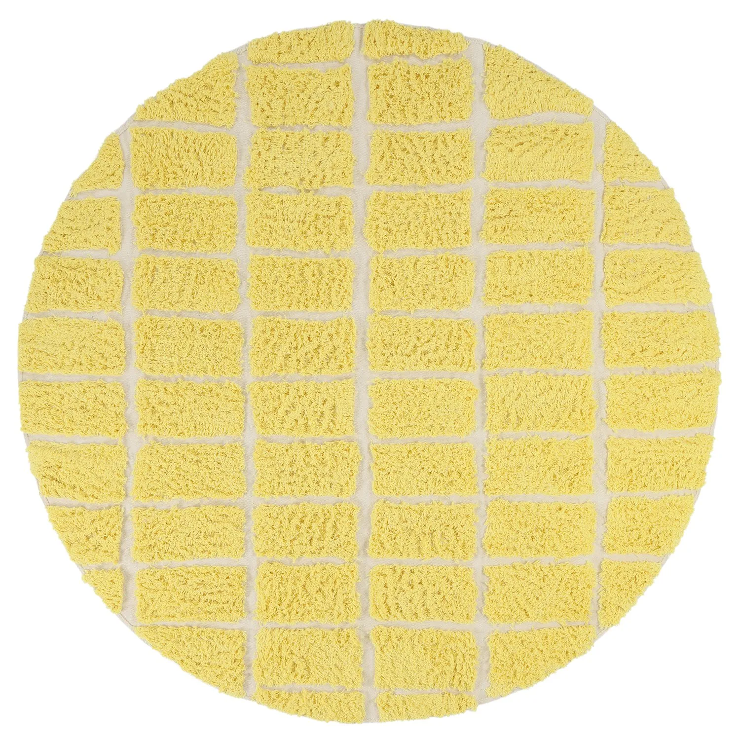 Rond vloerkleed - Zola Natural Cotton Shaggy (geel)