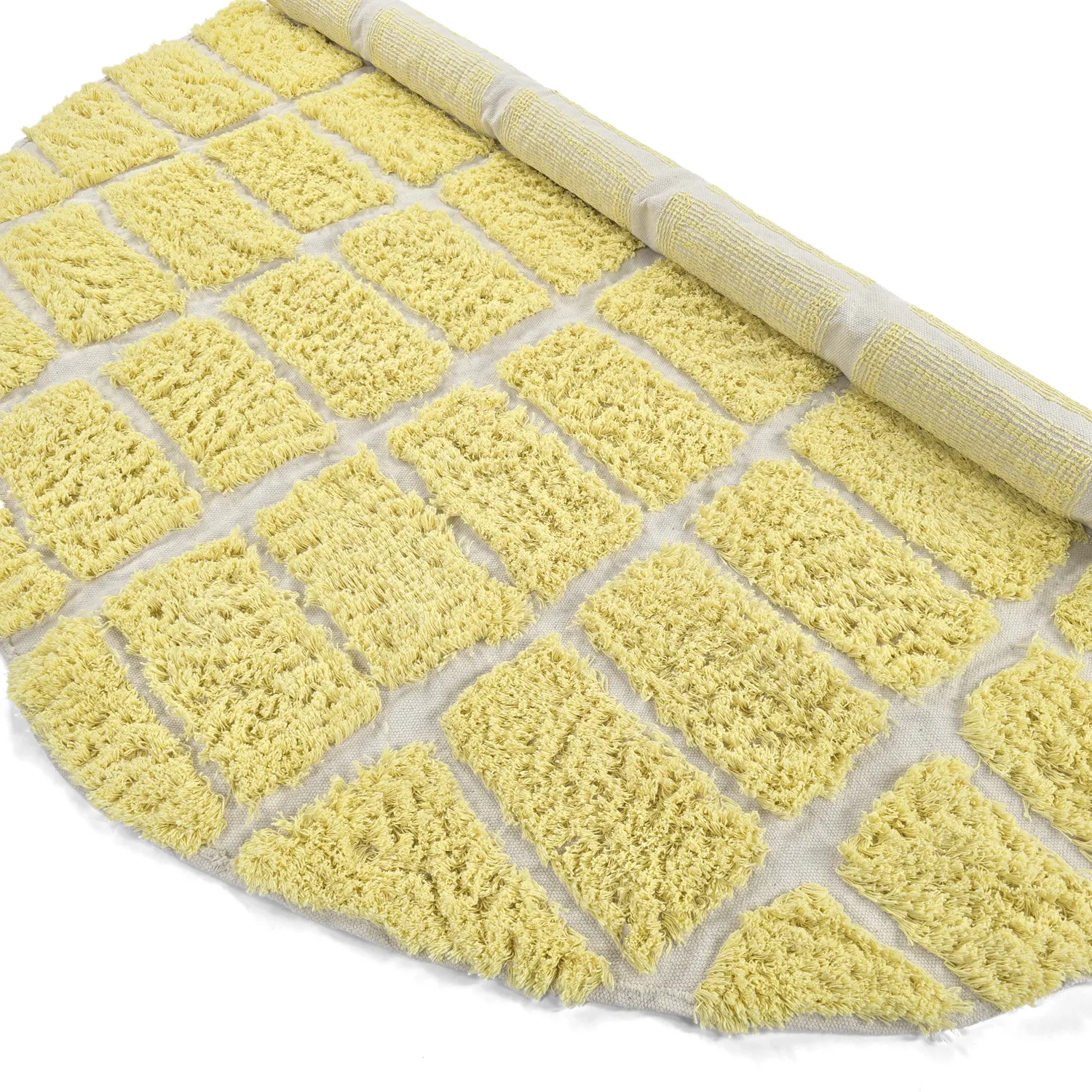Rond vloerkleed - Zola Natural Cotton Shaggy (geel)