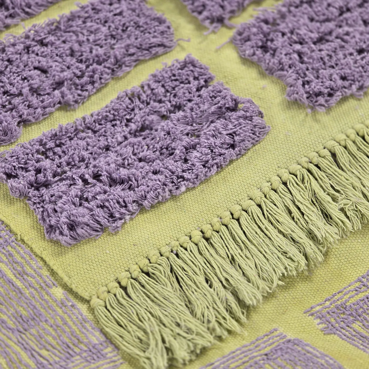 Hoogpolig vloerkleed - Zola Natural Cotton Shaggy (paars)