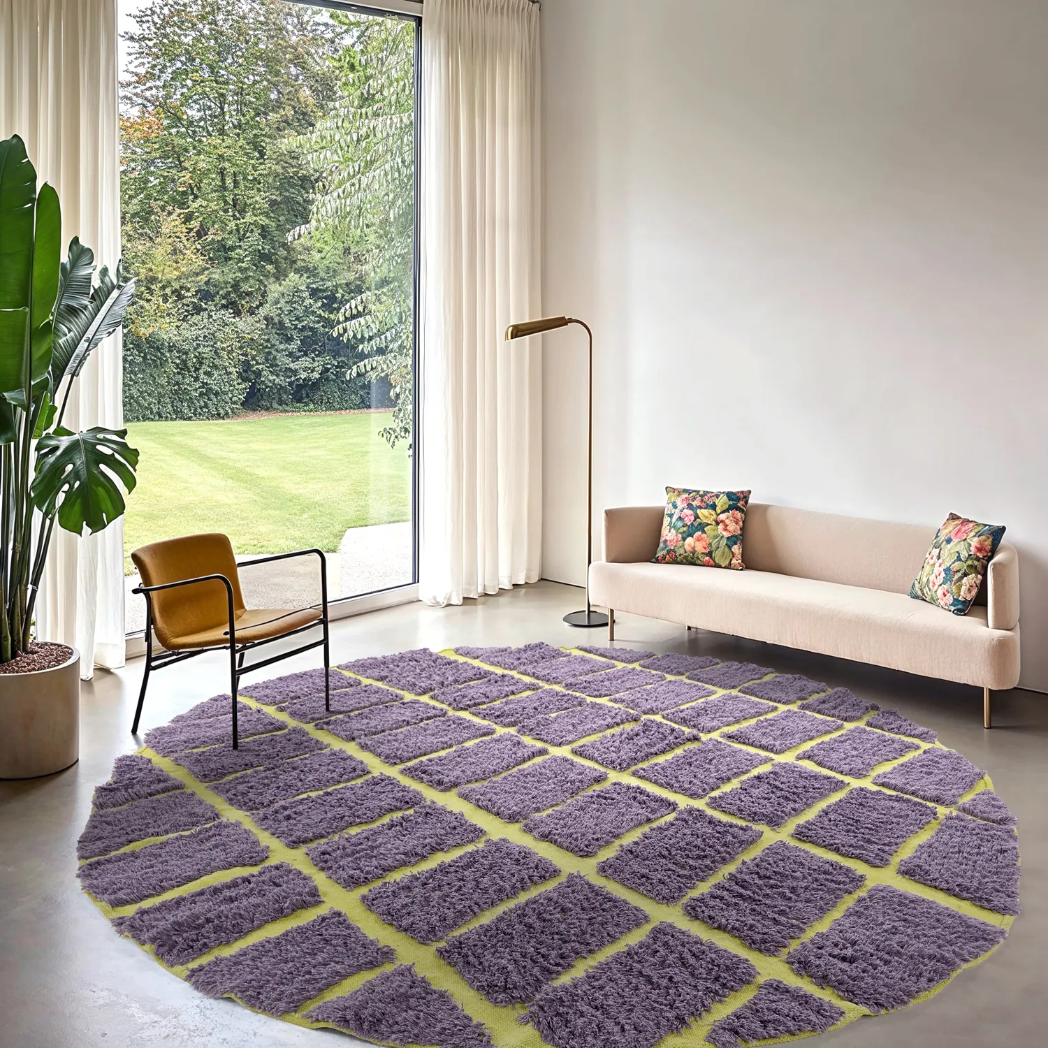 Rond vloerkleed - Zola Natural Cotton Shaggy (paars)