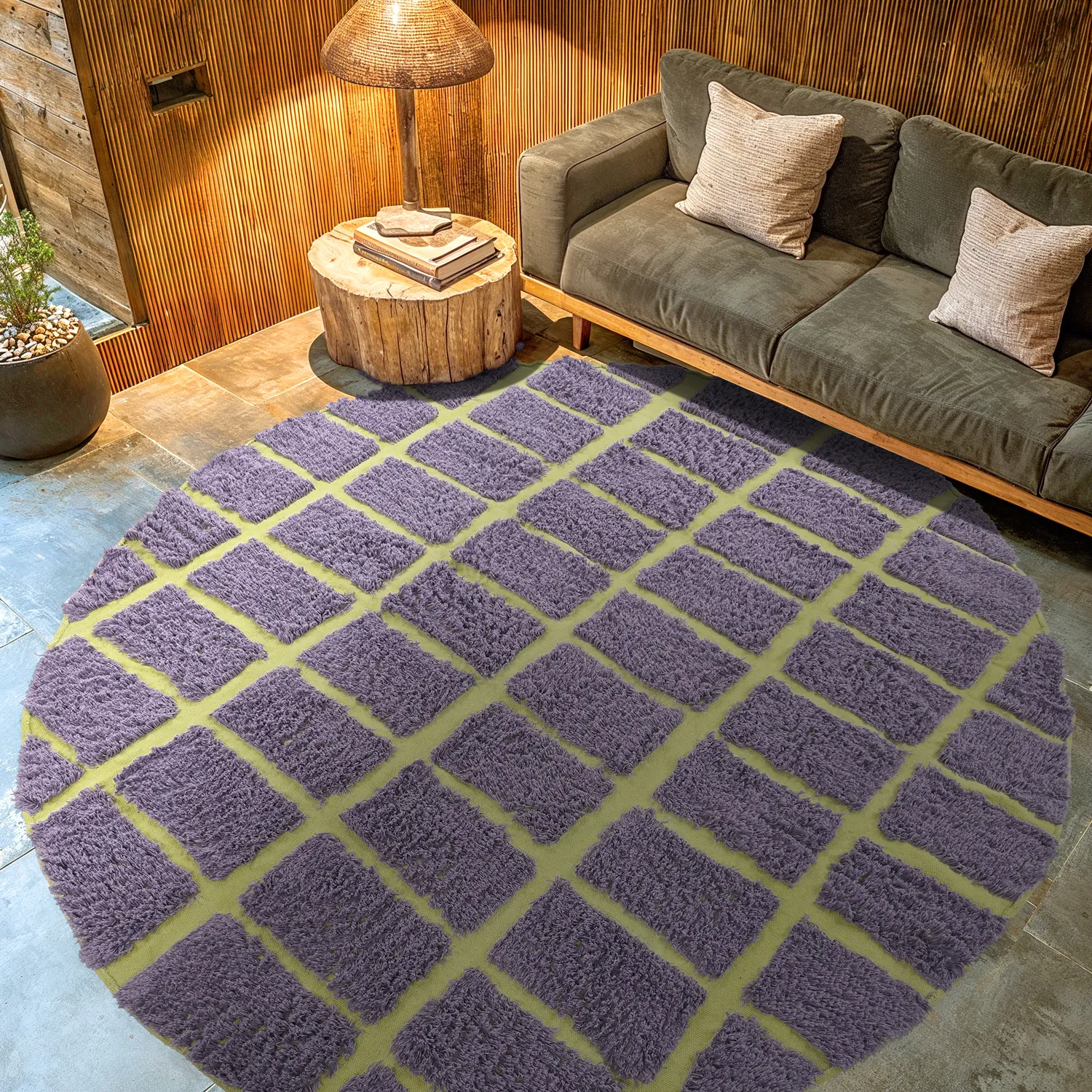 Rond vloerkleed - Zola Natural Cotton Shaggy (paars)