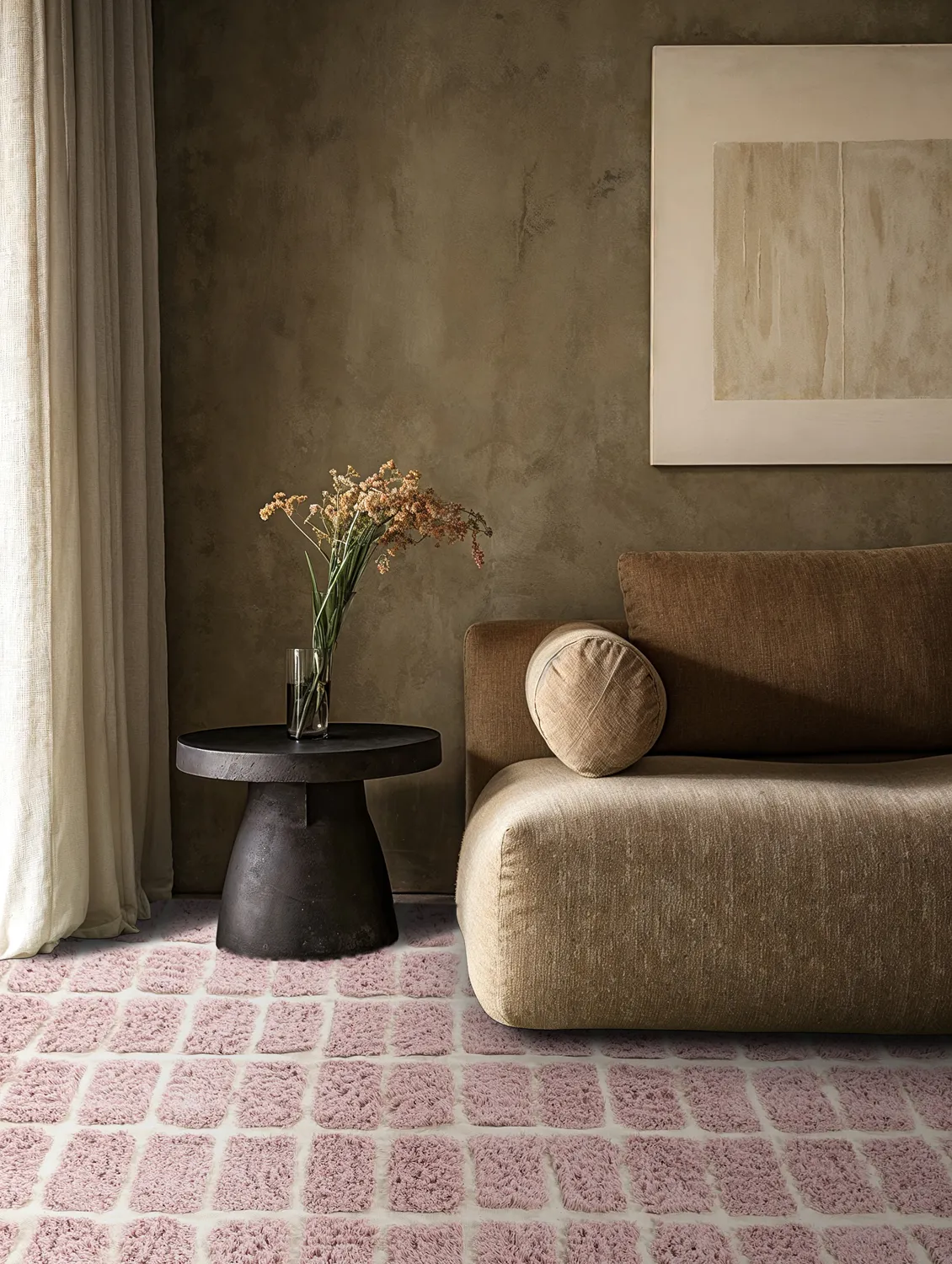 Hoogpolig vloerkleed - Zola Natural Cotton Shaggy (roze)