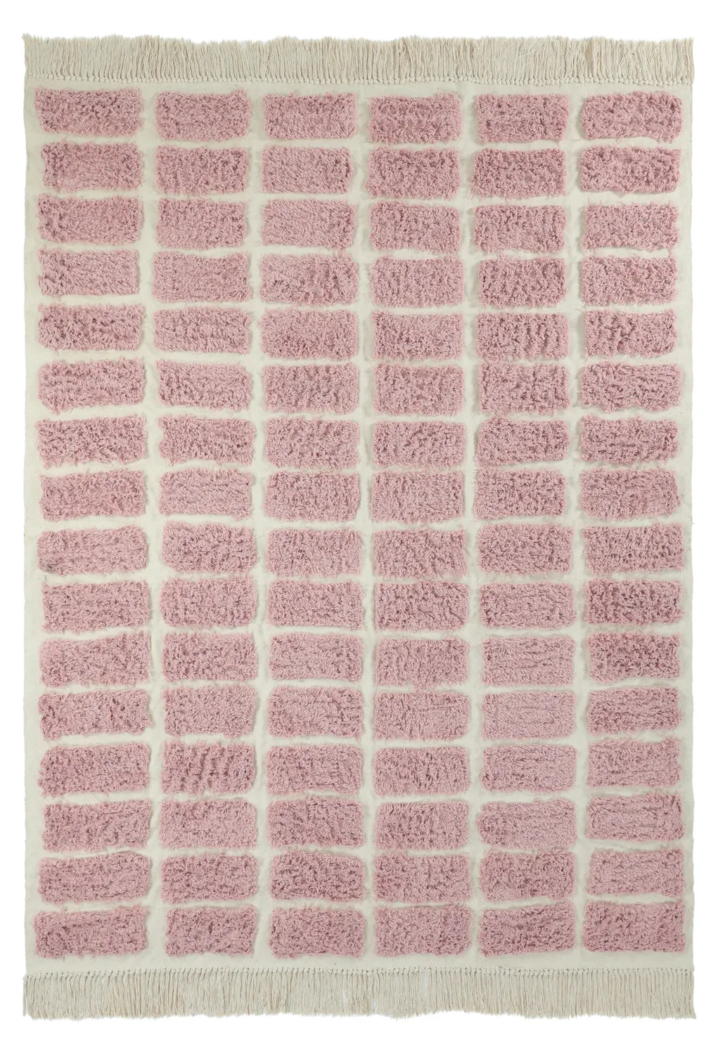 Hoogpolig vloerkleed - Zola Natural Cotton Shaggy (roze)