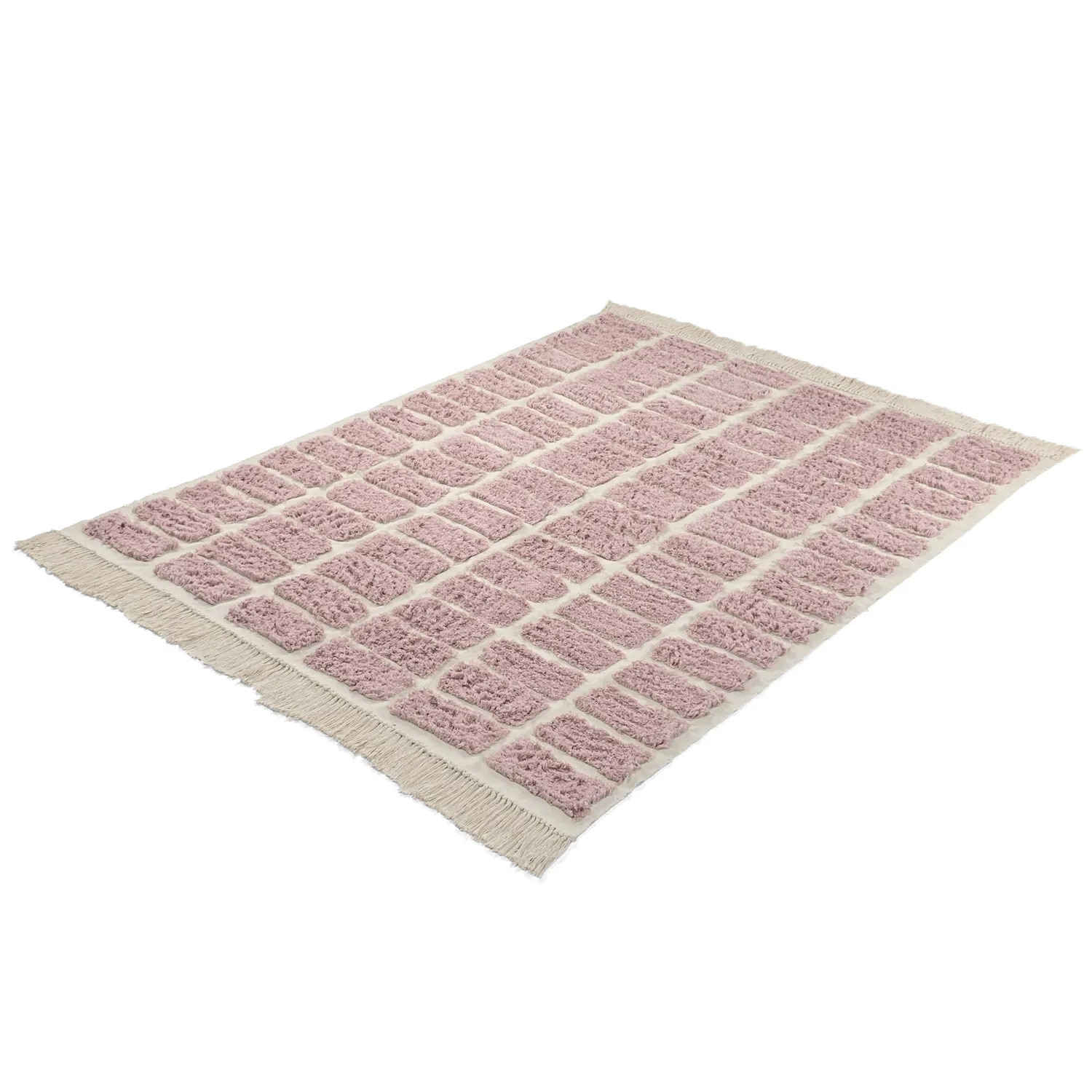 Hoogpolig vloerkleed - Zola Natural Cotton Shaggy (roze)