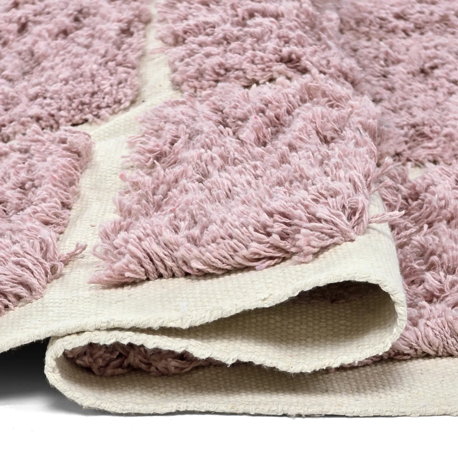 Hoogpolig vloerkleed - Zola Natural Cotton Shaggy (roze)