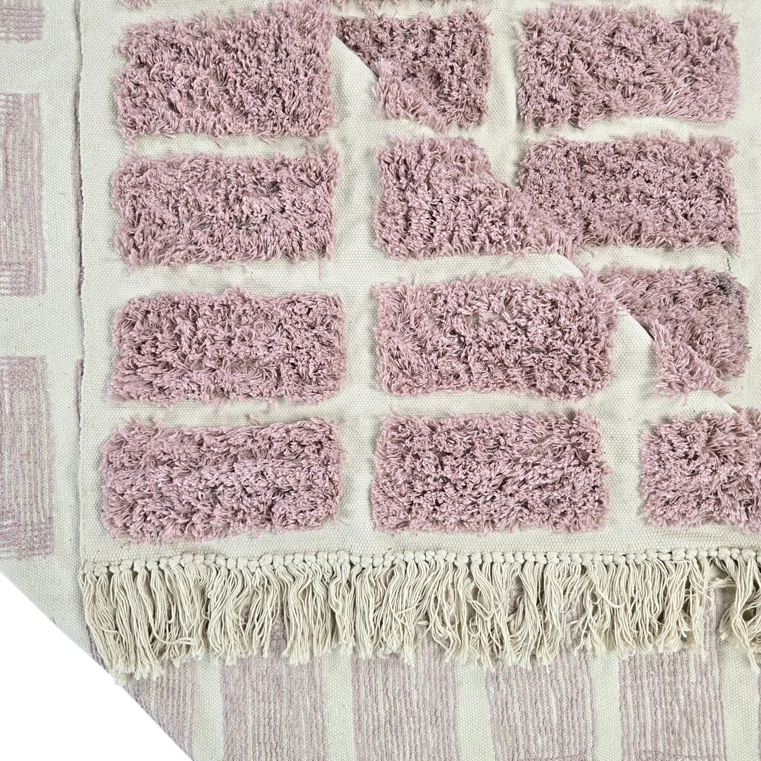 Hoogpolig vloerkleed - Zola Natural Cotton Shaggy (roze)
