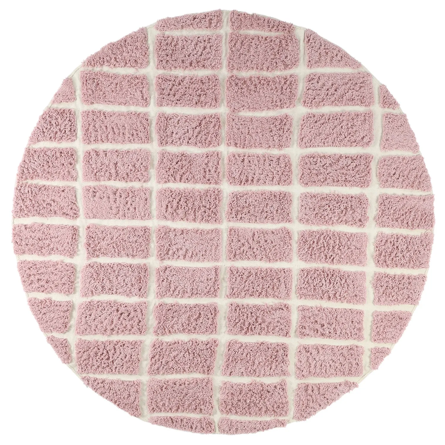 Rond vloerkleed - Zola Natural Cotton Shaggy (roze)