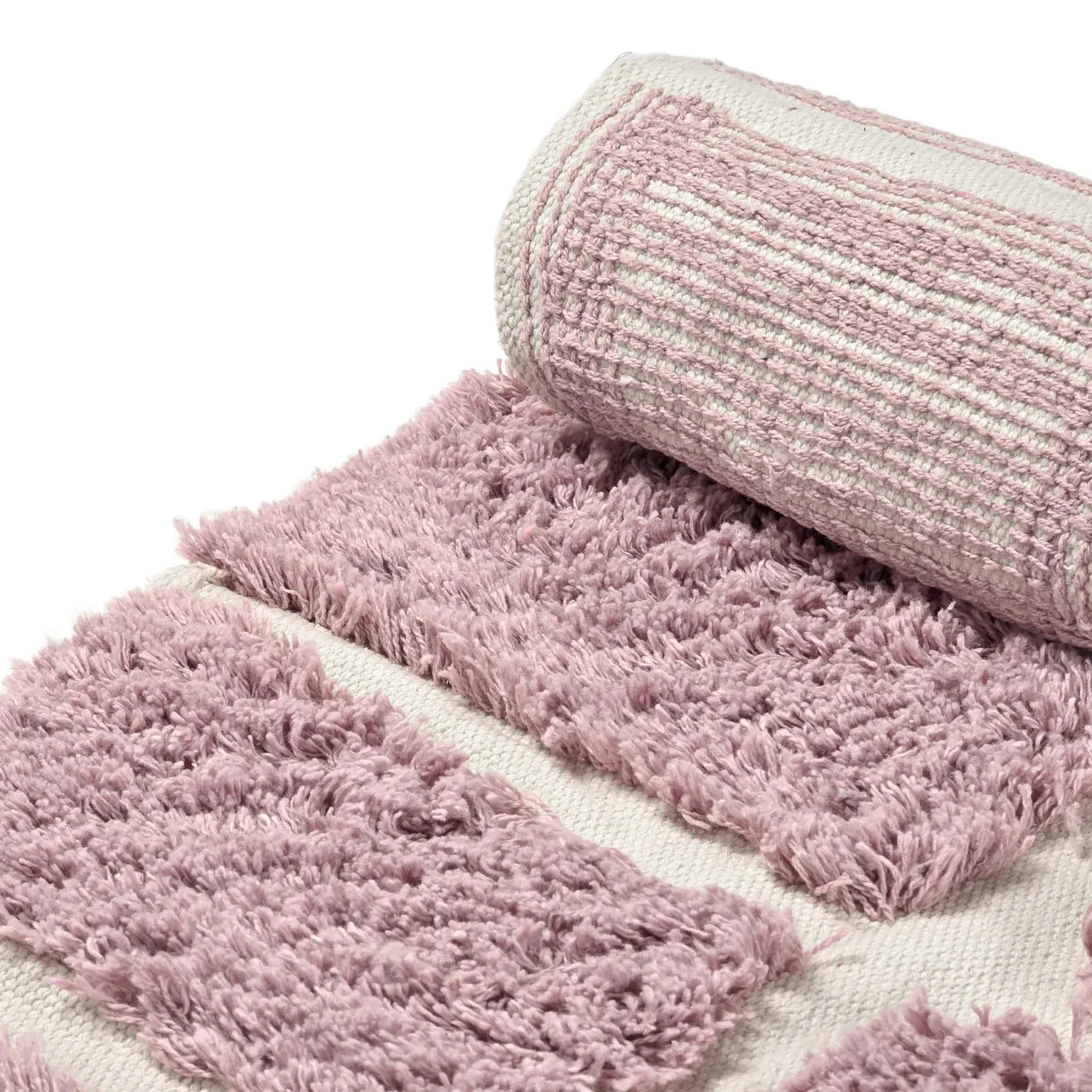 Rond vloerkleed - Zola Natural Cotton Shaggy (roze)