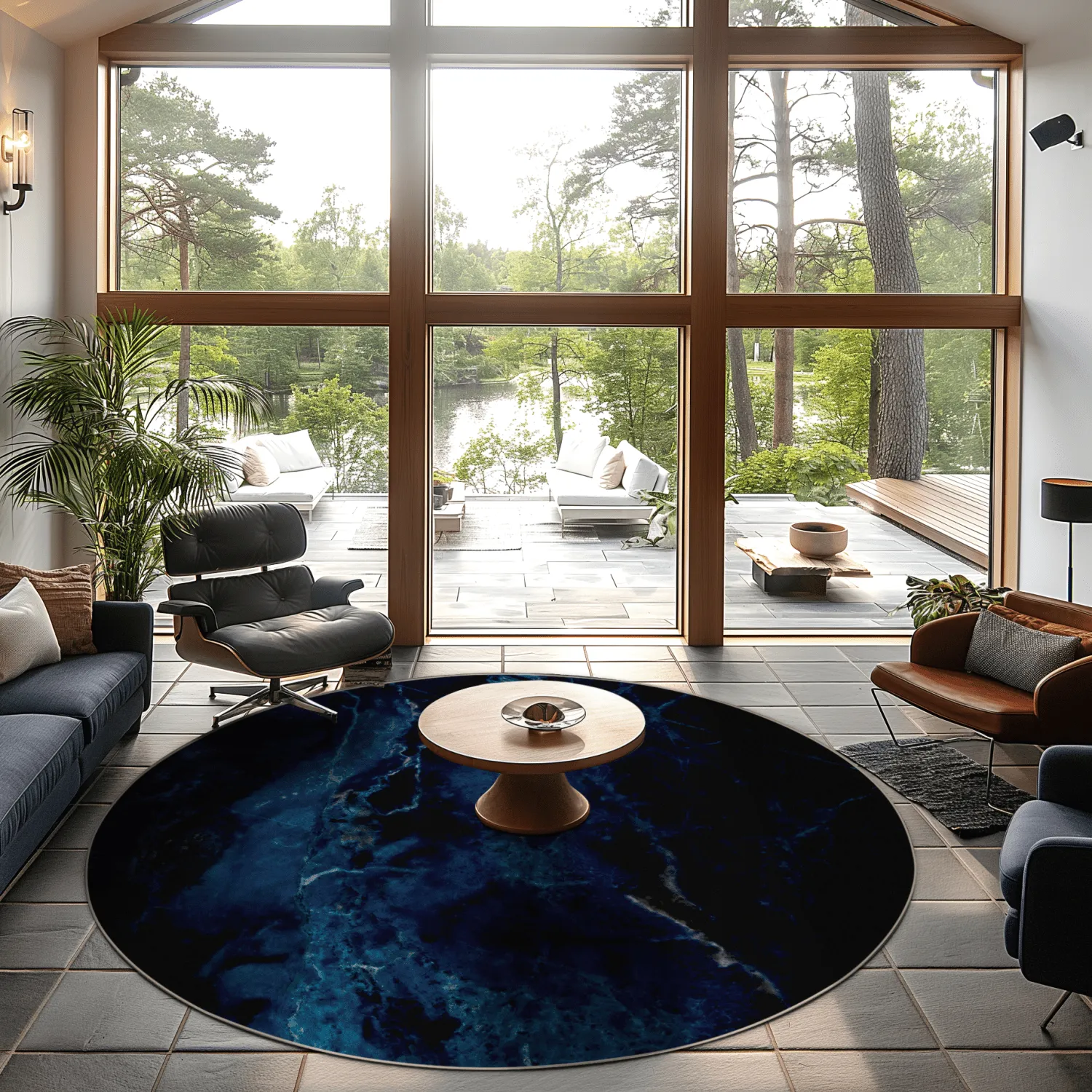 Rond vloerkleed - Zuani (donkerblauw)