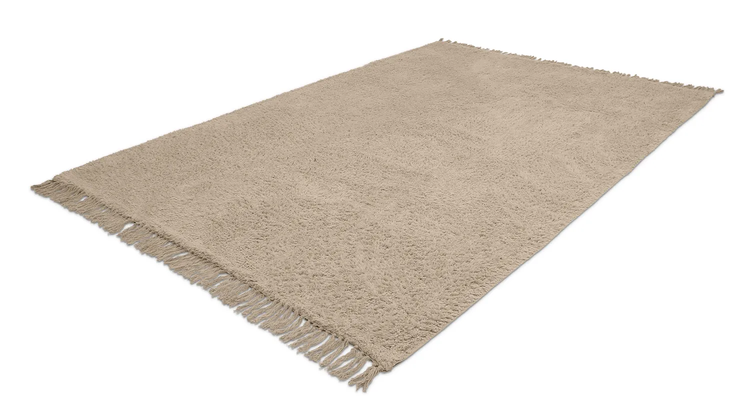Hoogpolig vloerkleed - Alba Natural Cotton Shaggy (beige)