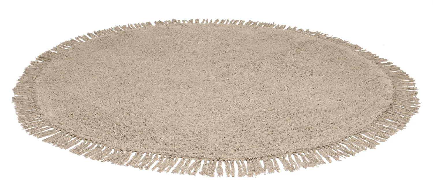 Ronde vloerkleden - Alba Natural Cotton Shaggy (beige)