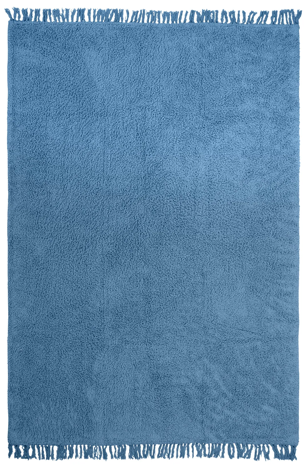 Hoogpolig vloerkleed - Alba Natural Cotton Shaggy (blauw)
