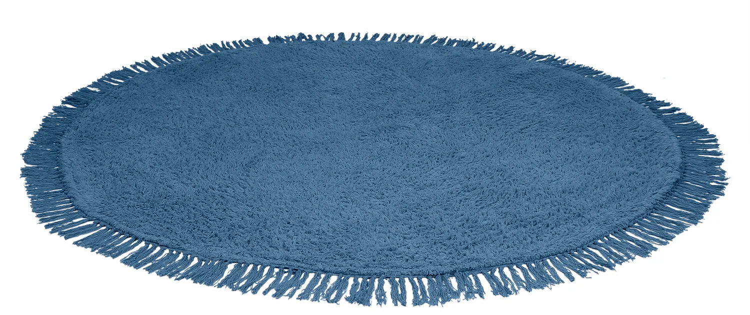 Ronde vloerkleden - Alba Natural Cotton Shaggy (blauw)