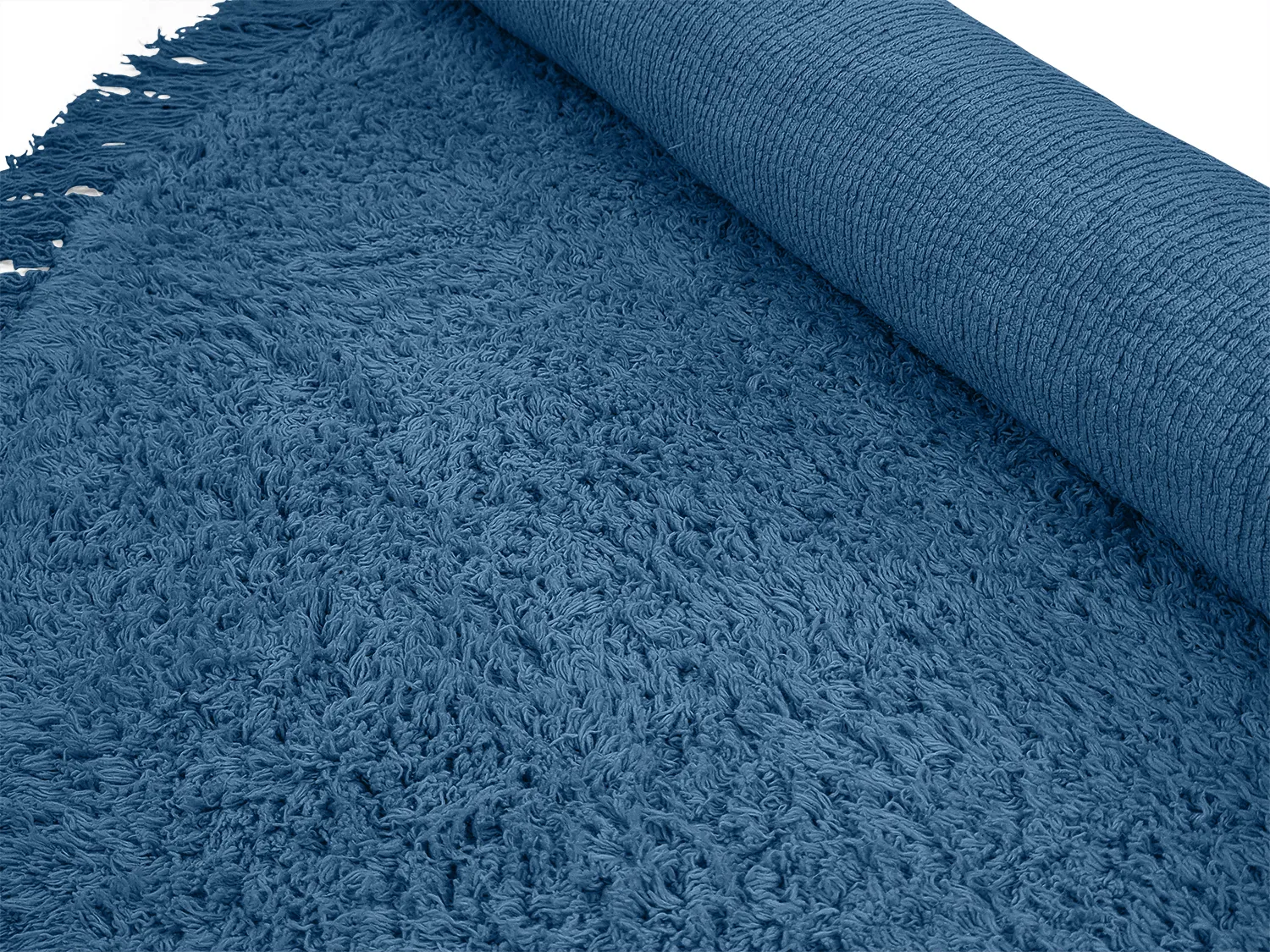 Ronde vloerkleden - Alba Natural Cotton Shaggy (blauw)