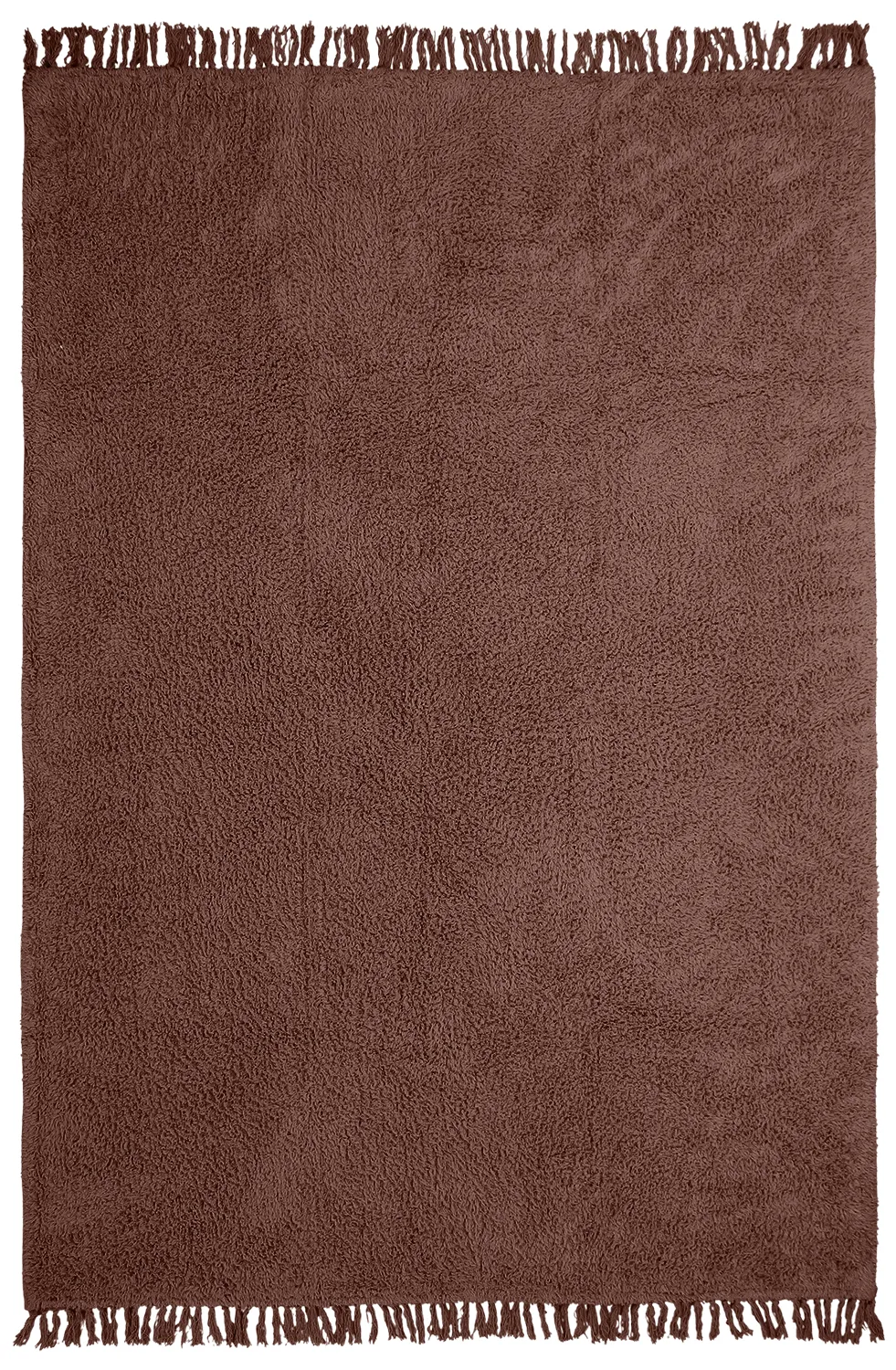 Hoogpolig vloerkleed - Alba Natural Cotton Shaggy (bruin)