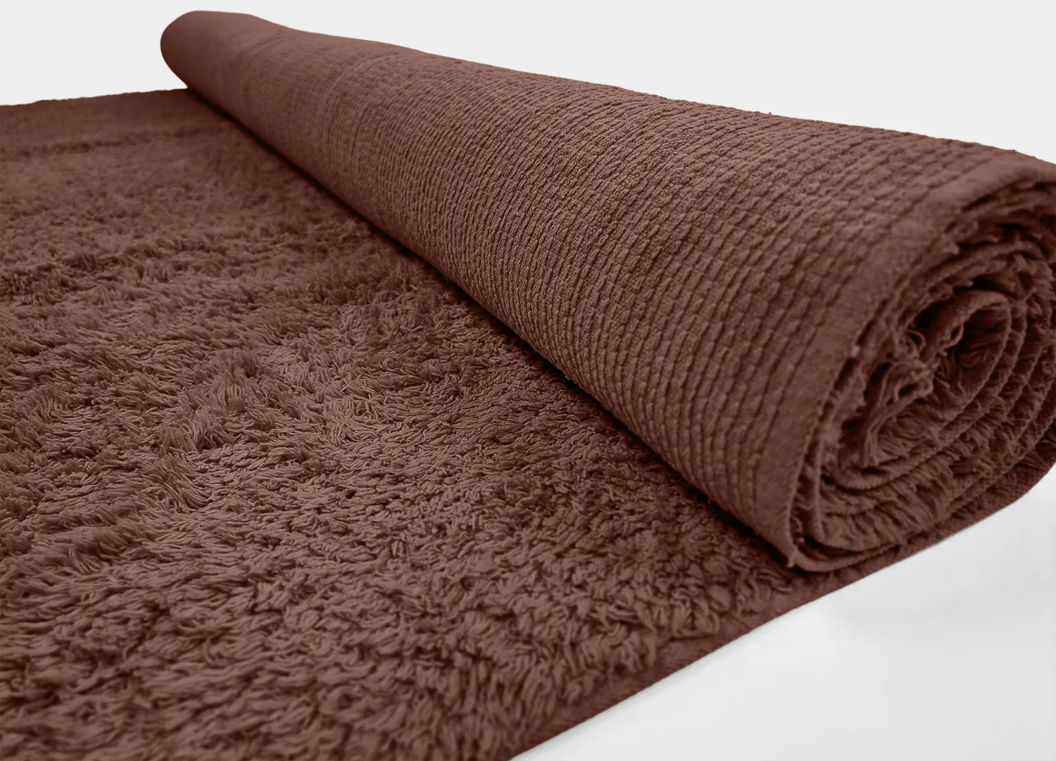 Hoogpolig vloerkleed - Alba Natural Cotton Shaggy (bruin)
