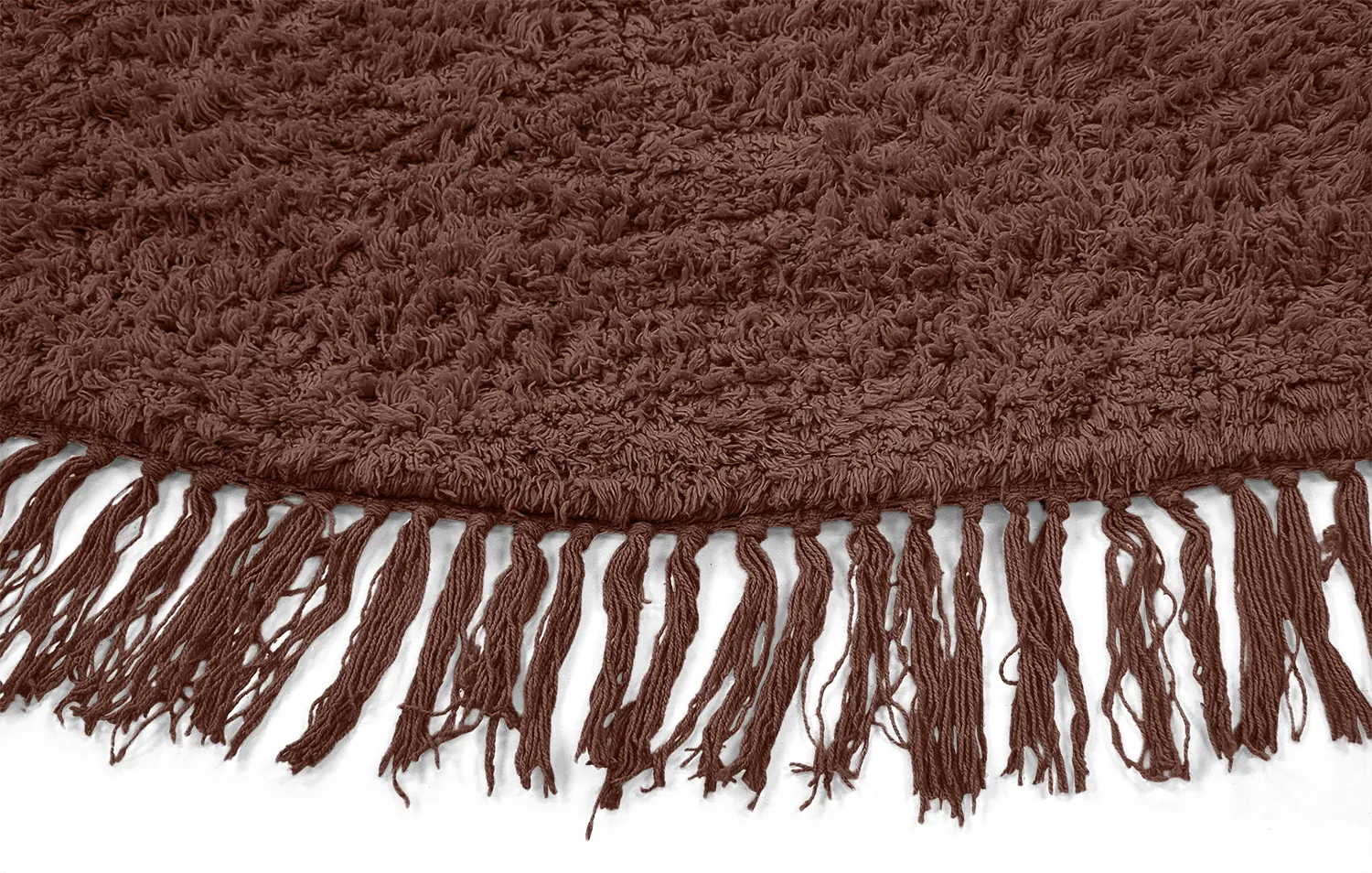 Ronde vloerkleden - Alba Natural Cotton Shaggy (bruin)