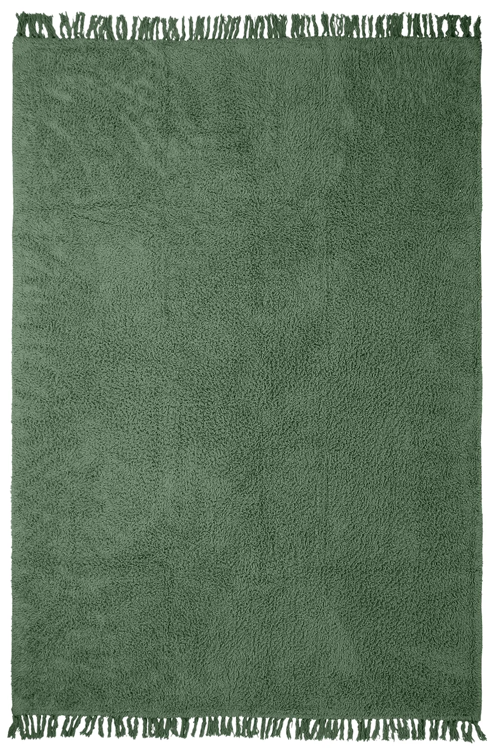 Hoogpolig vloerkleed - Alba Natural Cotton Shaggy (groen)