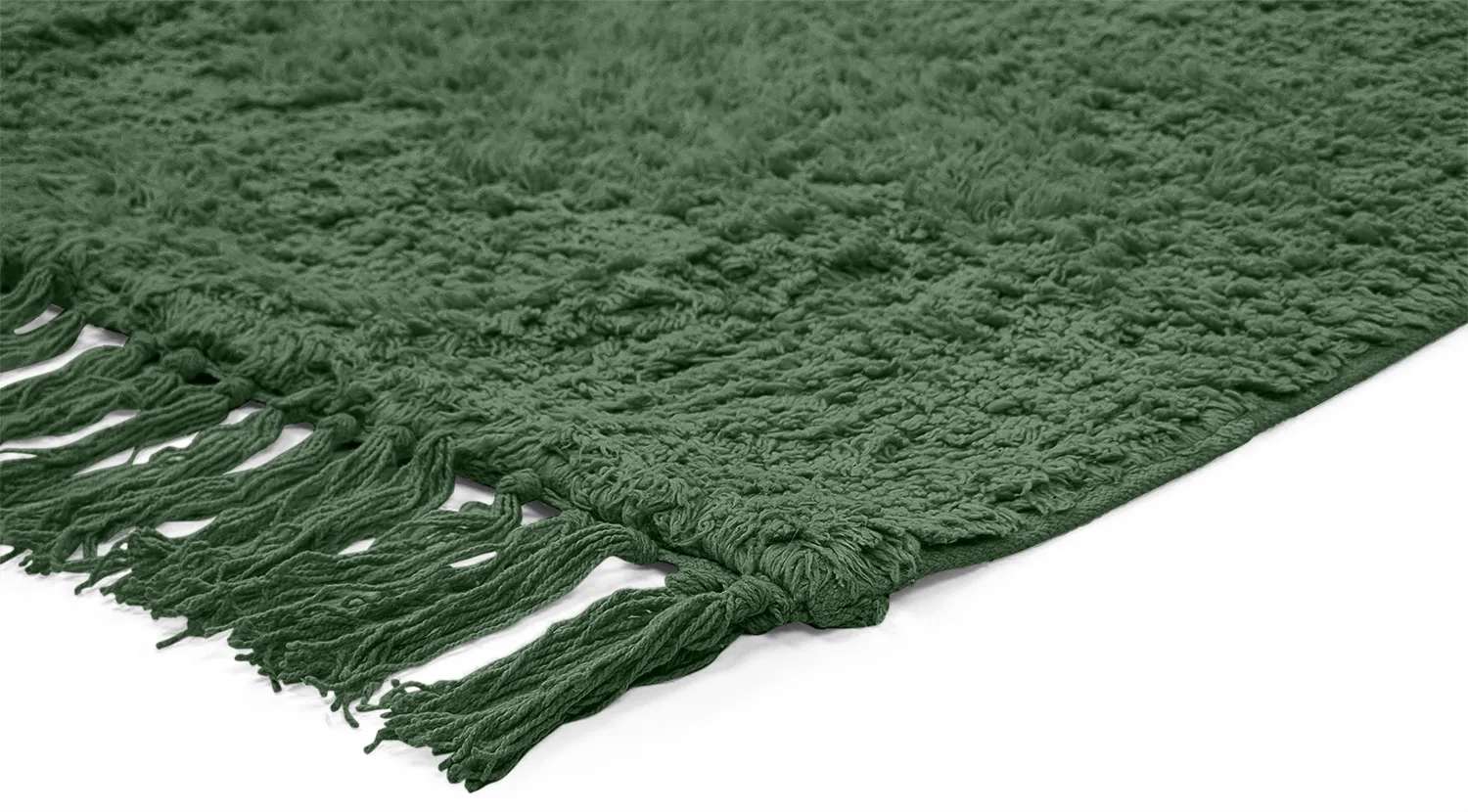 Hoogpolig vloerkleed - Alba Natural Cotton Shaggy (groen)