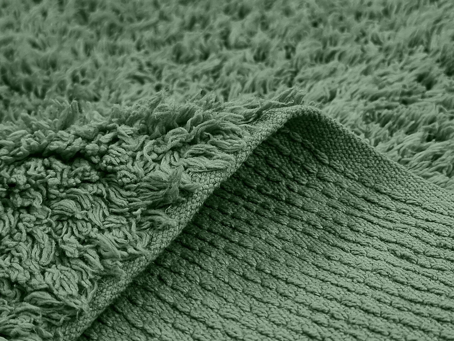 Hoogpolig vloerkleed - Alba Natural Cotton Shaggy (groen)