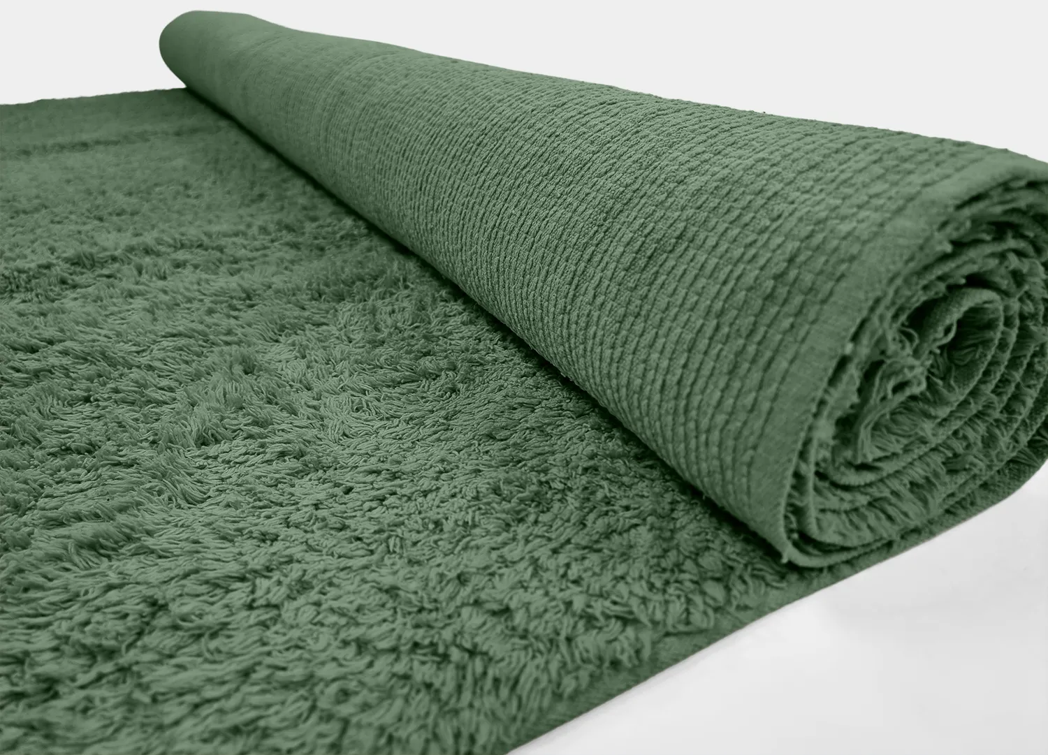 Hoogpolig vloerkleed - Alba Natural Cotton Shaggy (groen)