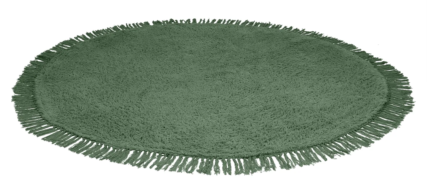 Ronde vloerkleden - Alba Natural Cotton Shaggy (groen)