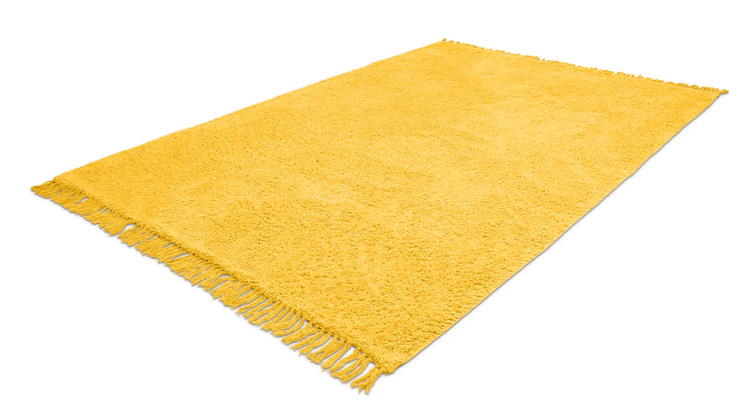 Hoogpolig vloerkleed - Alba Natural Cotton Shaggy (geel)