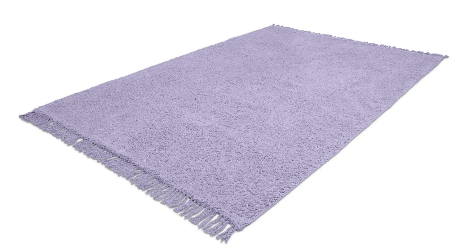 Hoogpolig vloerkleed - Alba Natural Cotton Shaggy (paars)
