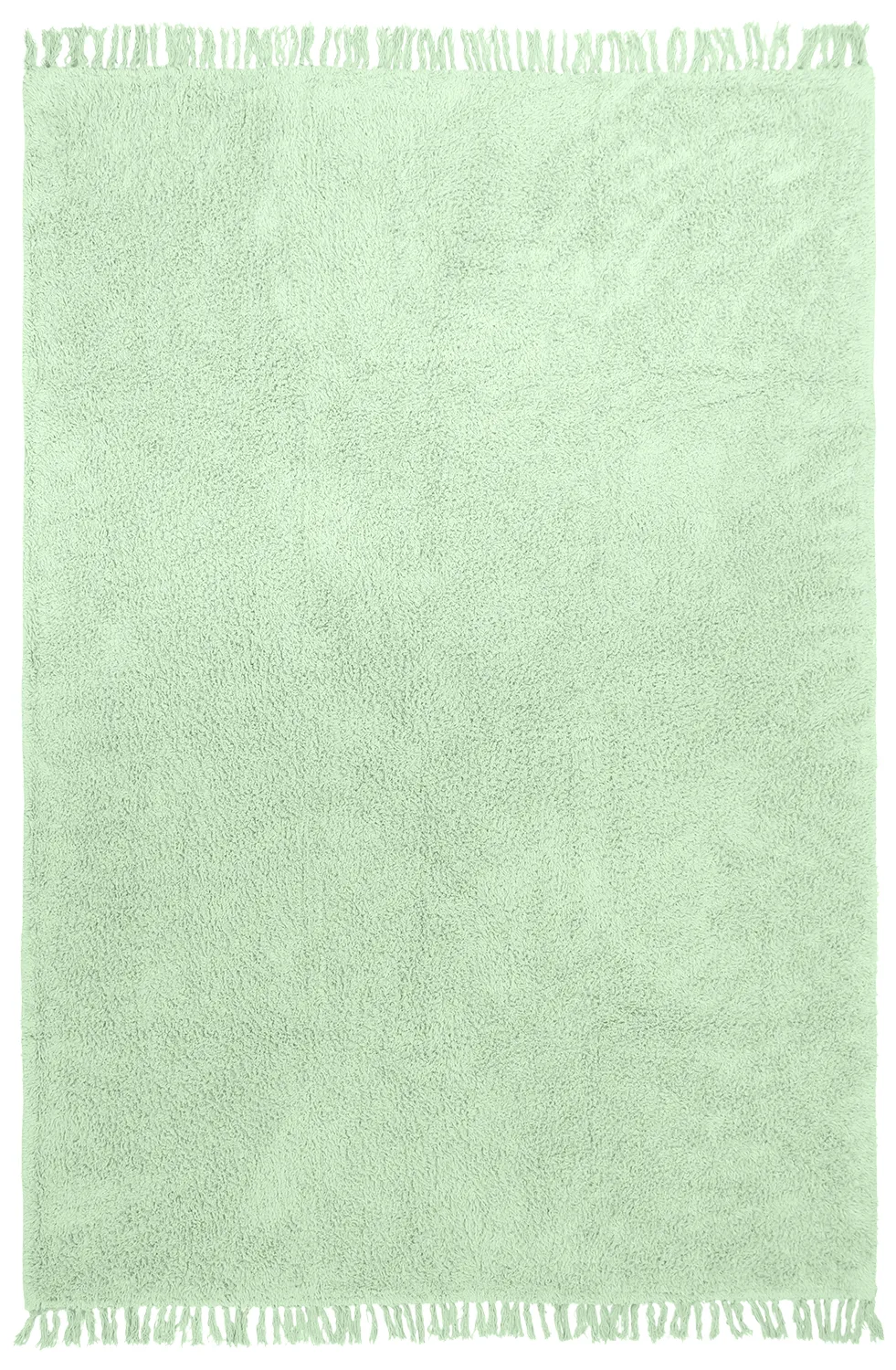 Hoogpolig vloerkleed - Alba Natural Cotton Shaggy (licht groen)