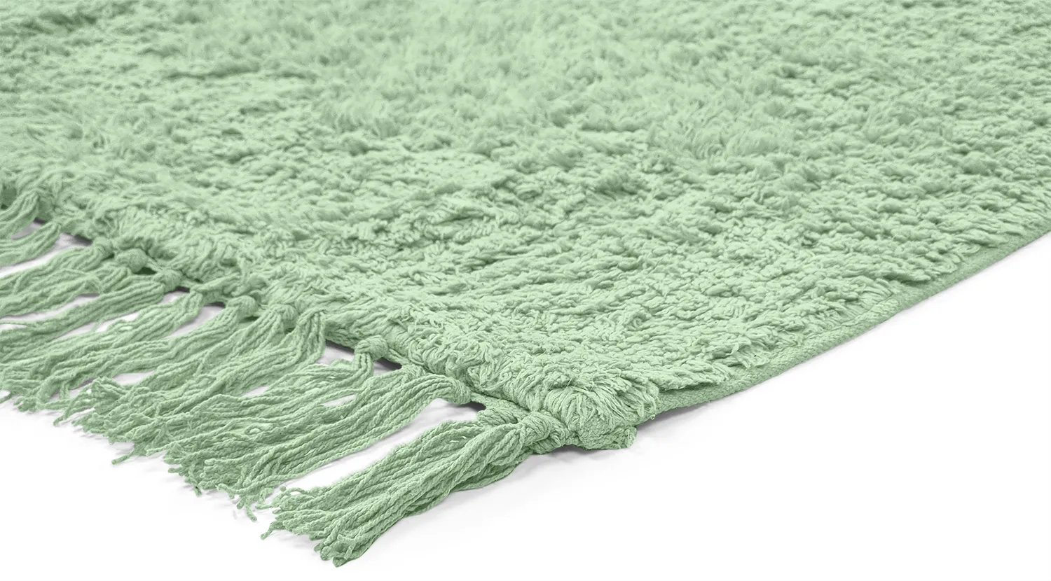 Hoogpolig vloerkleed - Alba Natural Cotton Shaggy (licht groen)