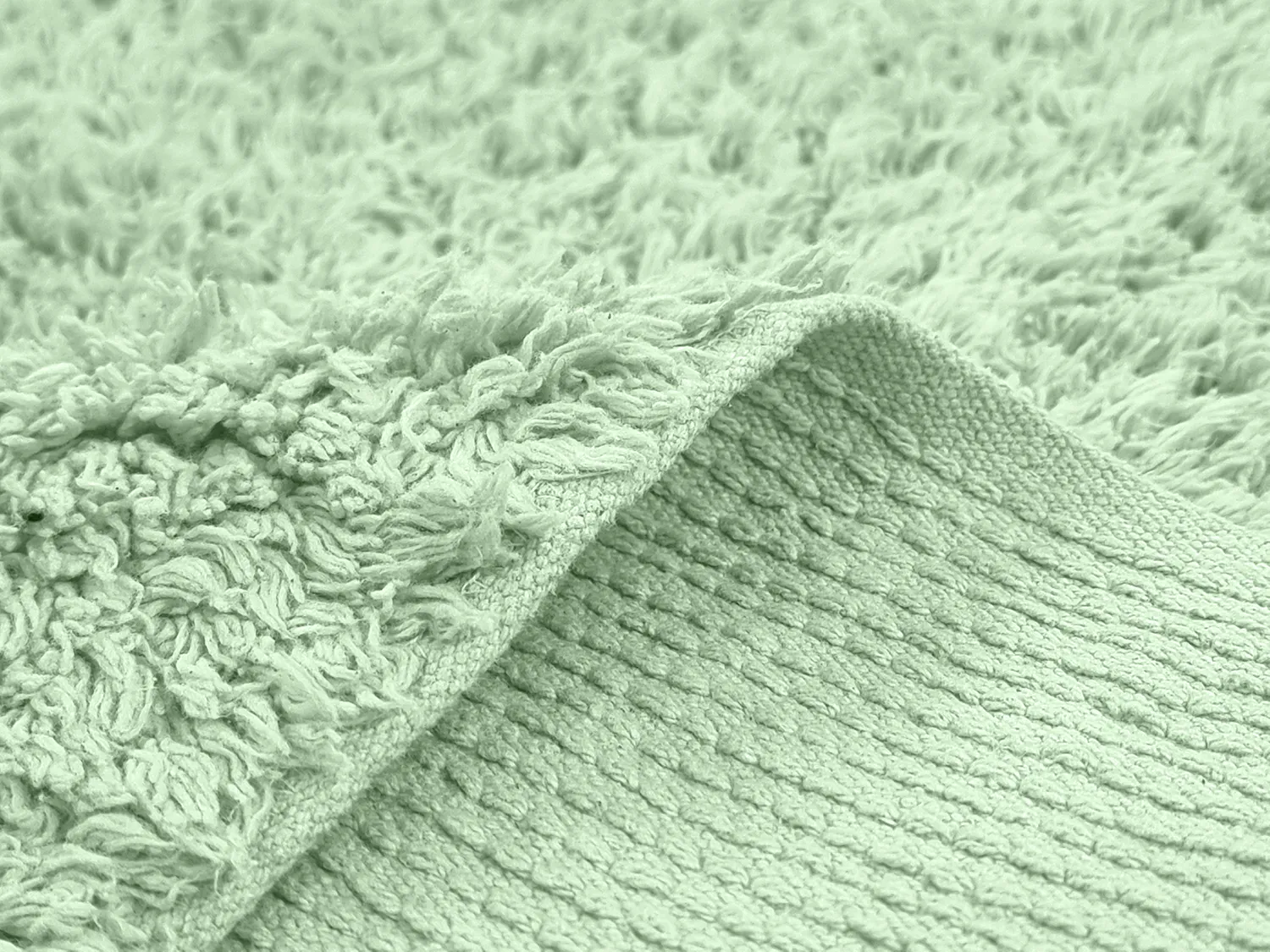 Hoogpolig vloerkleed - Alba Natural Cotton Shaggy (licht groen)