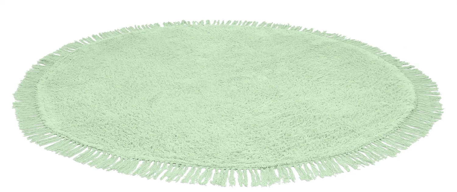 Ronde vloerkleden - Alba Natural Cotton Shaggy (licht groen)