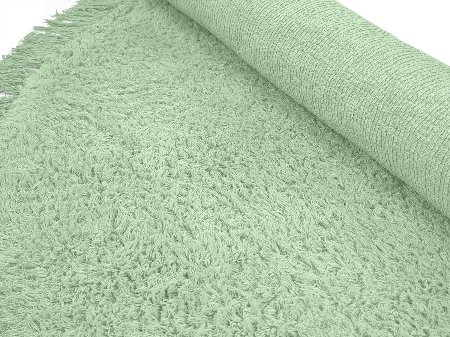 Ronde vloerkleden - Alba Natural Cotton Shaggy (licht groen)