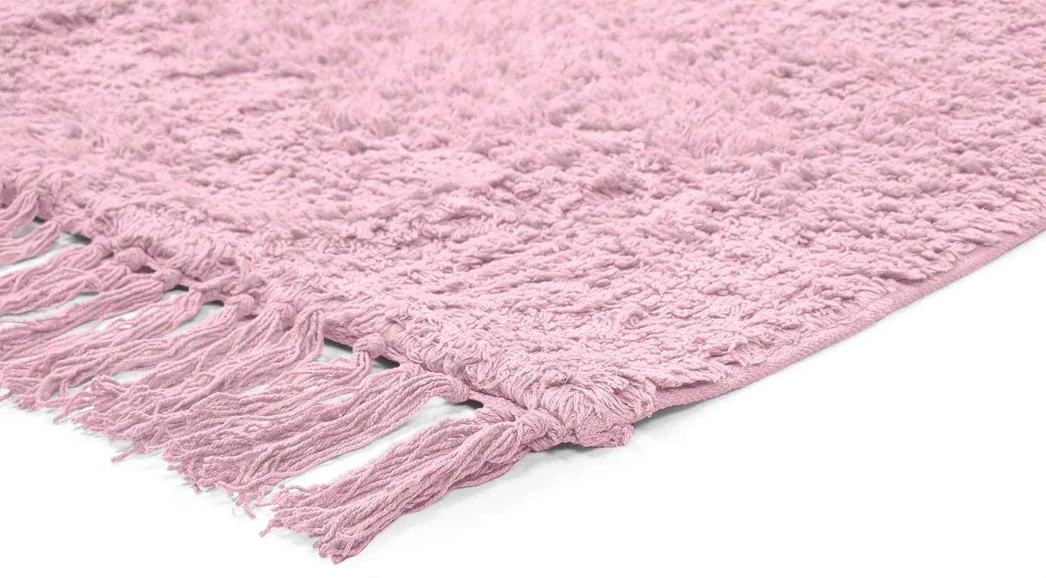 Hoogpolig vloerkleed - Alba Natural Cotton Shaggy (lichtroze)