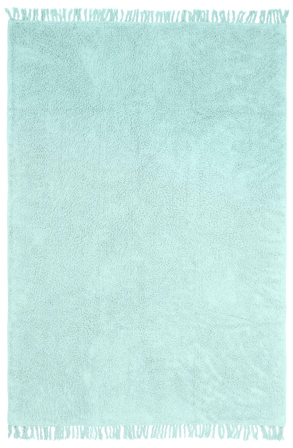 Hoogpolig vloerkleed - Alba Natural Cotton Shaggy (turkoois)