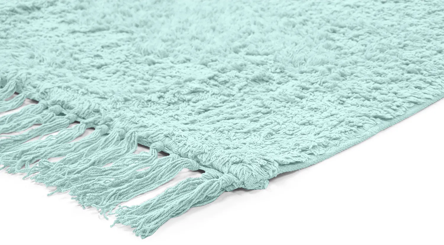 Hoogpolig vloerkleed - Alba Natural Cotton Shaggy (turkoois)