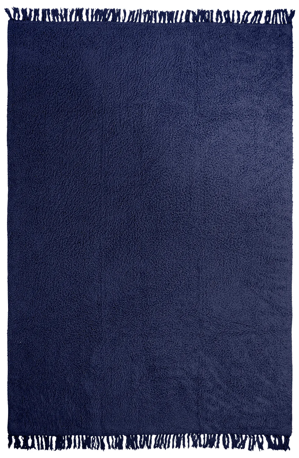 Hoogpolig vloerkleed - Alba Natural Cotton Shaggy (donkerblauw)