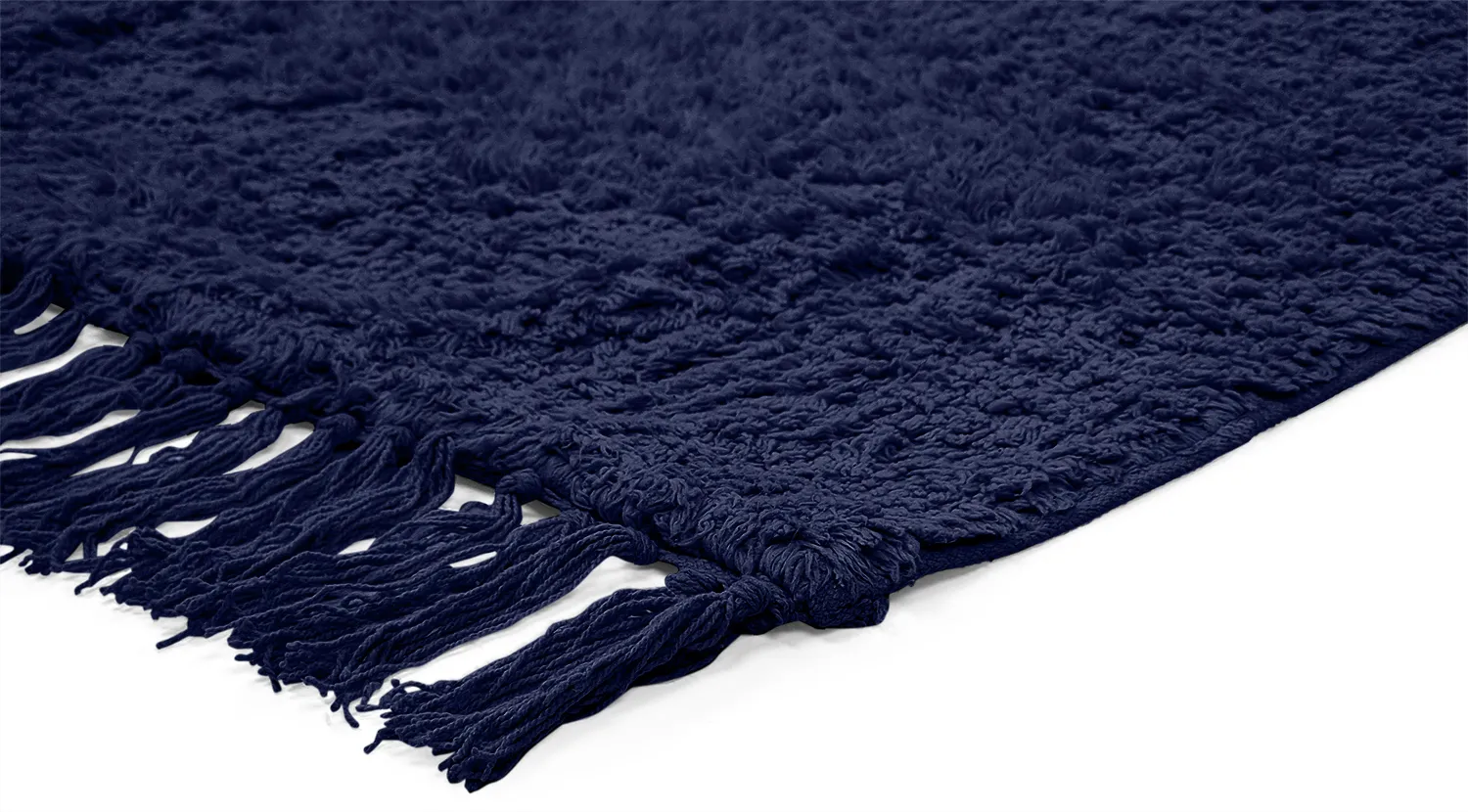 Hoogpolig vloerkleed - Alba Natural Cotton Shaggy (donkerblauw)