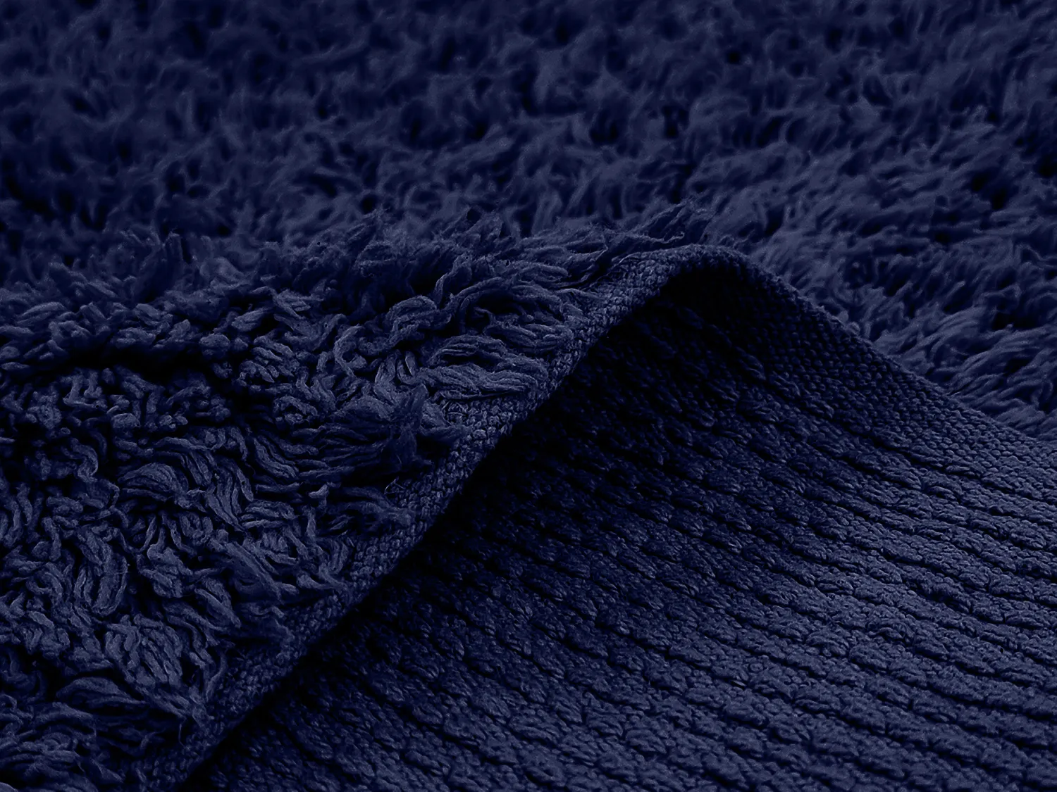Hoogpolig vloerkleed - Alba Natural Cotton Shaggy (donkerblauw)