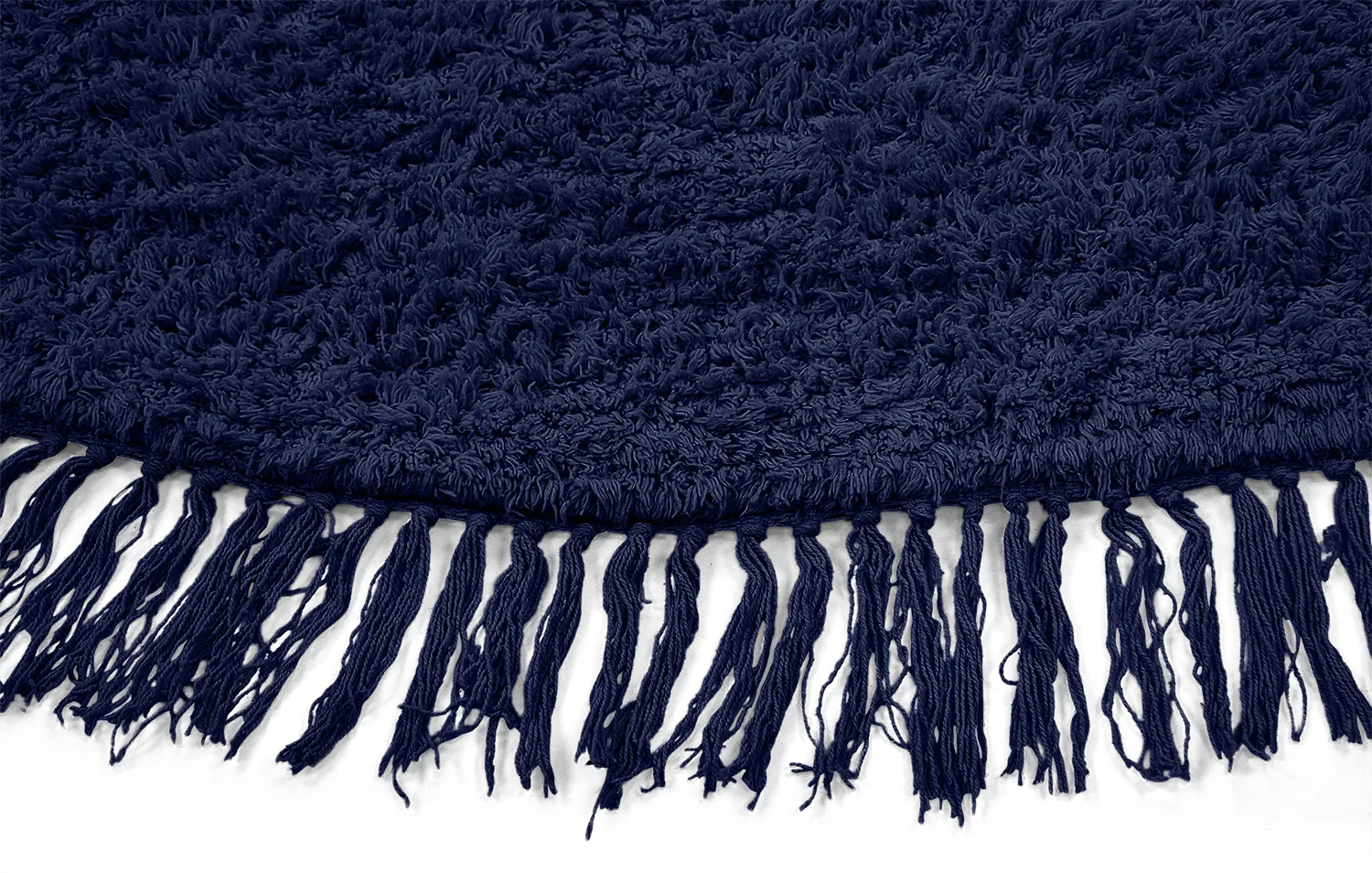 Ronde vloerkleden - Alba Natural Cotton Shaggy (donkerblauw)